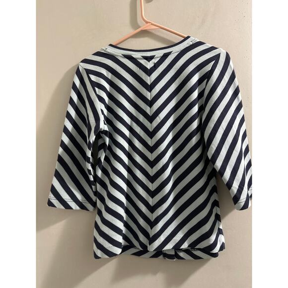🔴Maeve by Anthropologie front-zip scoop neck top‎ Navy stripe size Medium - Picture 8 of 8